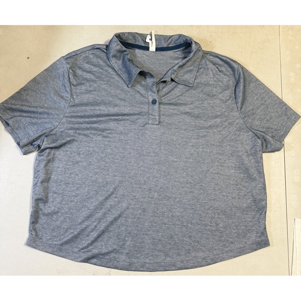 K020-Z by Zella Women's Medium Blue Polo Shirt Short Sleeve Cotton Blend